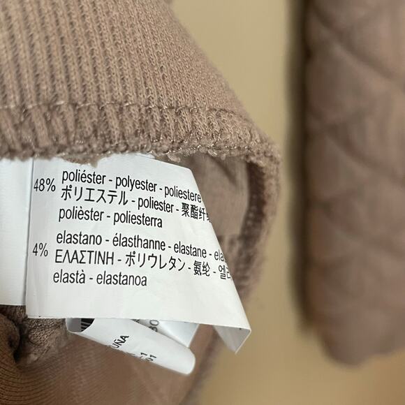 Zara Quilted Sweatshirt Womens Large Brown Crewneck Long Sleeve Pullover - Picture 7 of 8